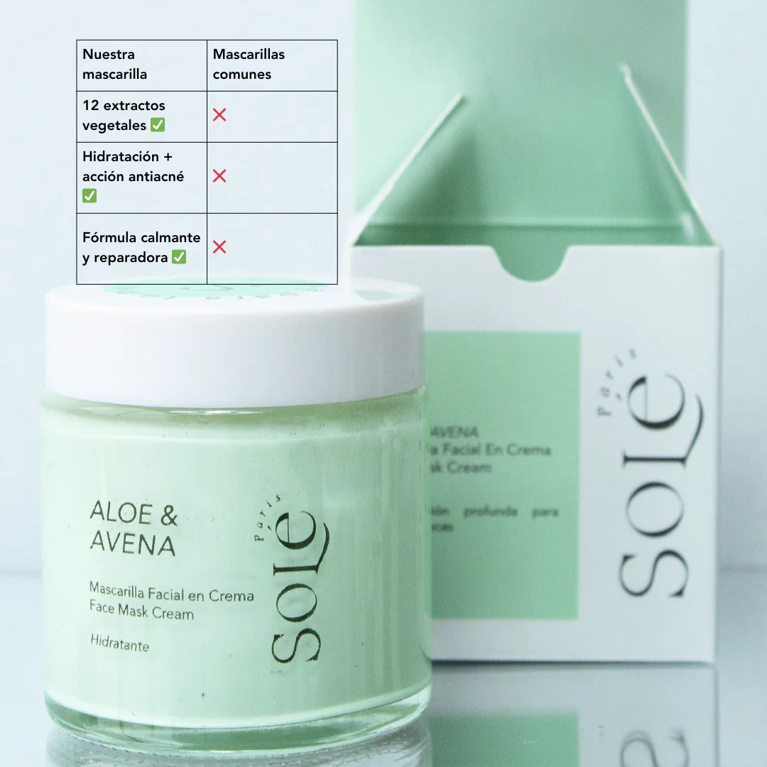 MASCARILLA HIDRATANTE DE ALOE Y AVENA SOLE PARIS
